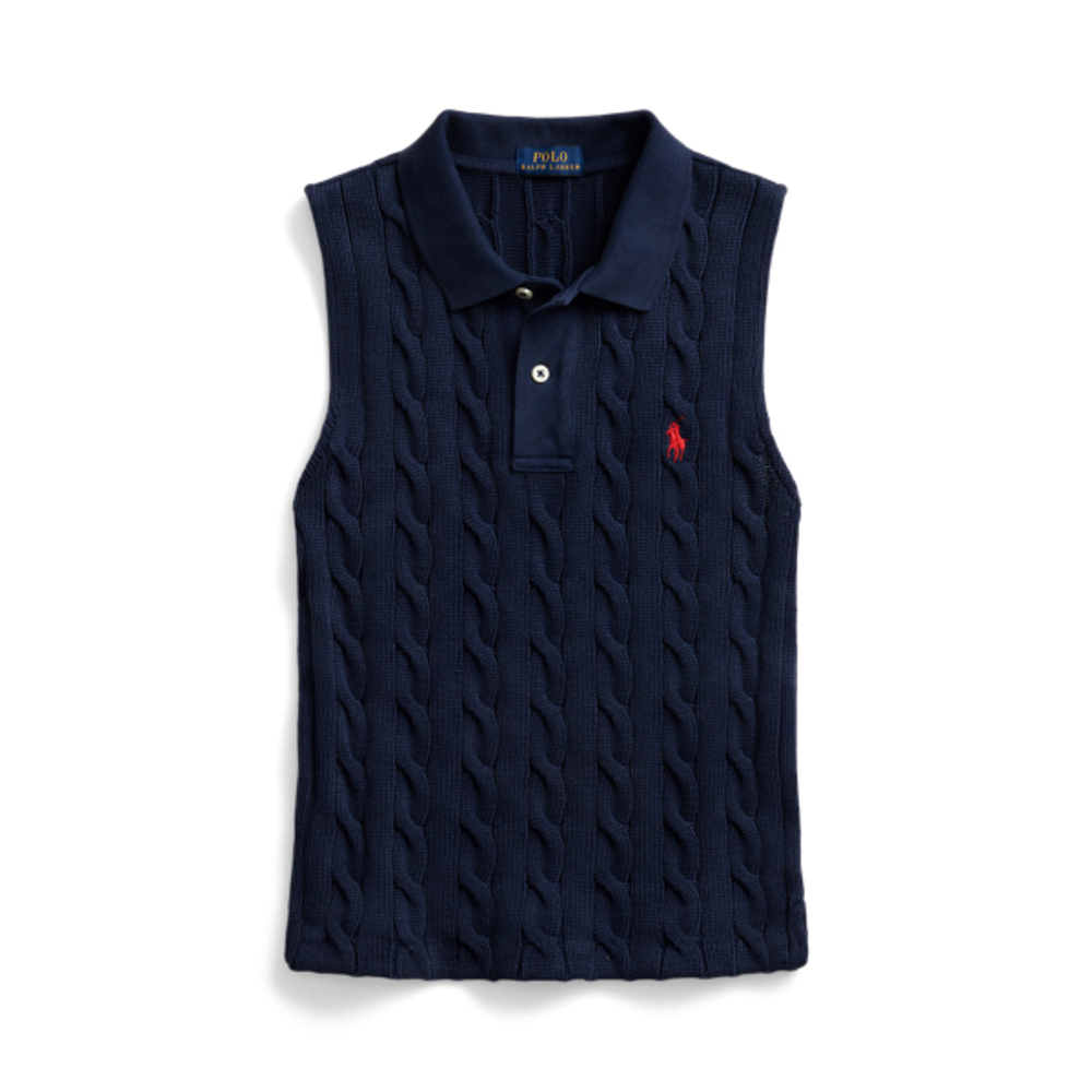 Slim Fit Cable Cropped Polo Shirt M